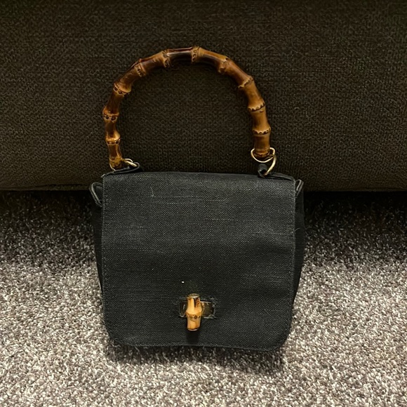 Jennifer Moore Handbags - Jennifer Moore Canvas Bamboo Handled mini bag